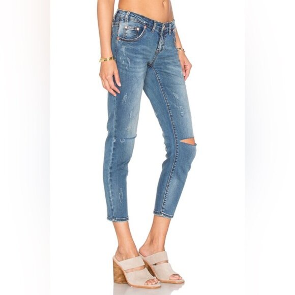 Free People One Teaspoon Freebirds Skinny Jeans Crop Blue indigo Straight leg - Picture 5 of 16